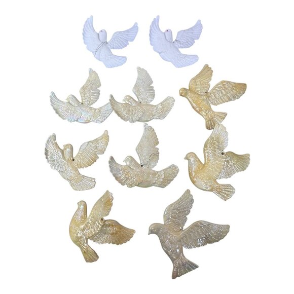 Silvestri Other - Set Of 10 Silvestri Vintage Iridescent & White Dove Ornaments 4 Christmas Tree